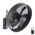 ZEVENTI - Ventilateur mural FANNY 50W/230V Ø 45 cm noir + télécommande