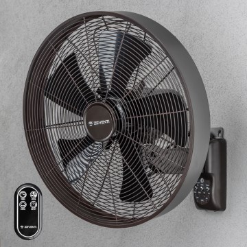 ZEVENTI - Ventilateur mural FREEZE 50 W/230 V, Ø 45 cm noir/marron + télécommande