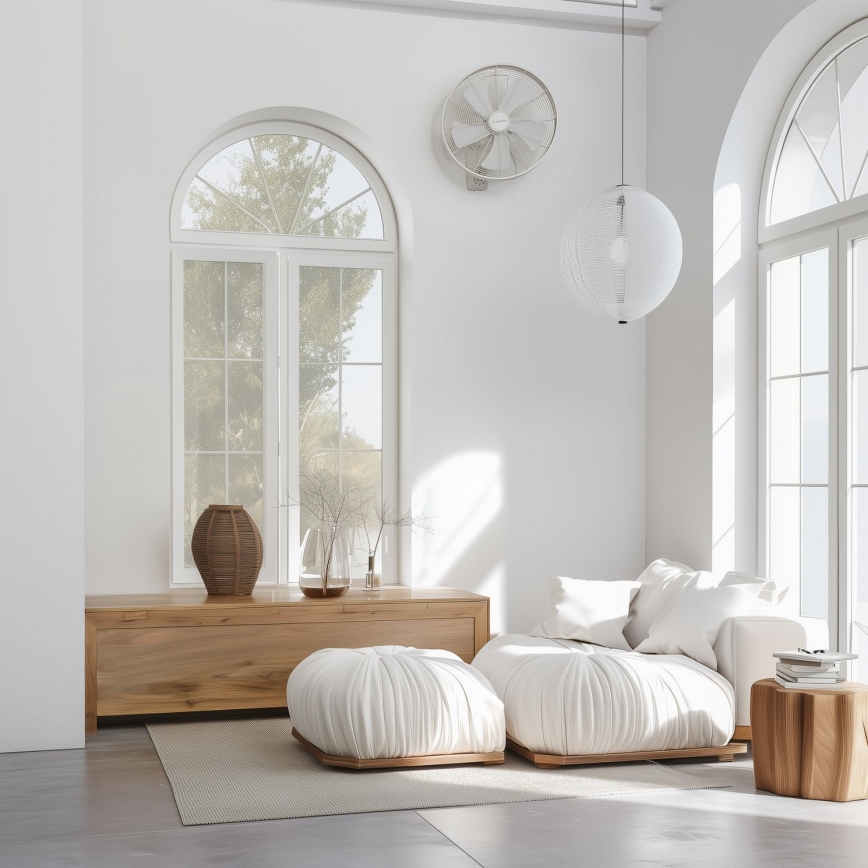 ZEVENTI - Ventilateur mural FREEZE 50W/230V Ø 45 cm blanc + télécommande