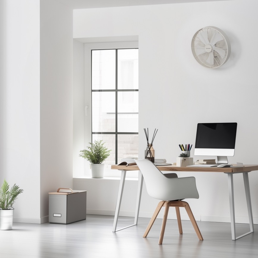 ZEVENTI - Ventilateur mural FREEZE 50W/230V Ø 45 cm blanc + télécommande