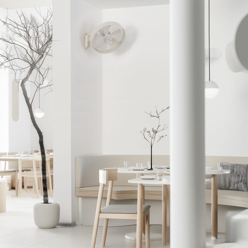 ZEVENTI - Ventilateur mural FREEZE 50W/230V Ø 45 cm blanc + télécommande