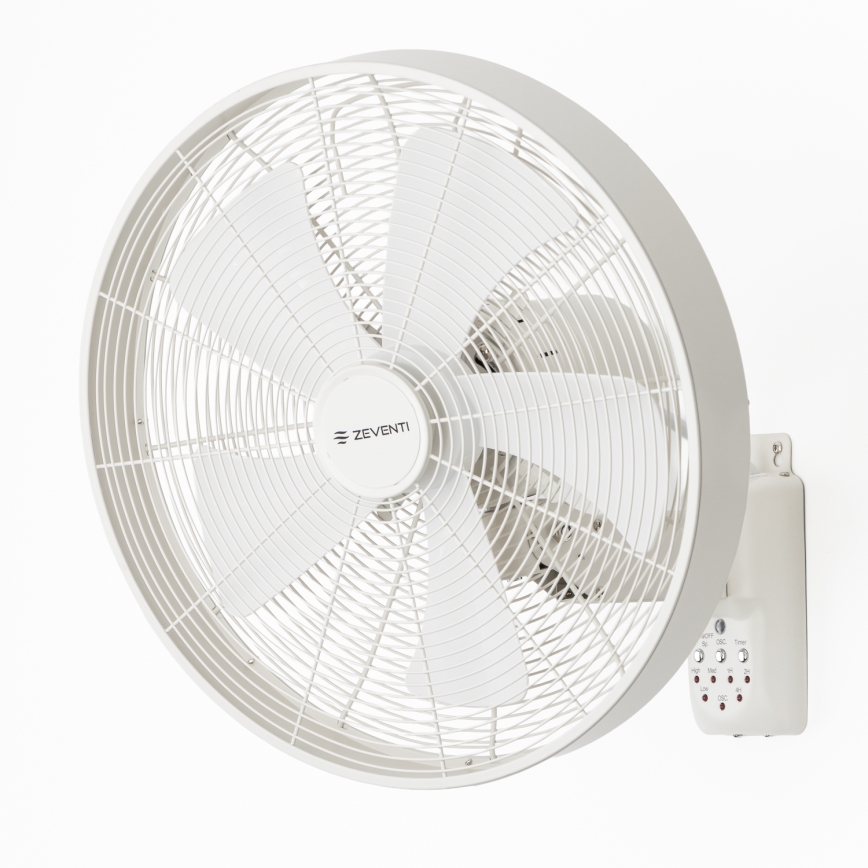 ZEVENTI - Ventilateur mural FREEZE 50W/230V Ø 45 cm blanc + télécommande