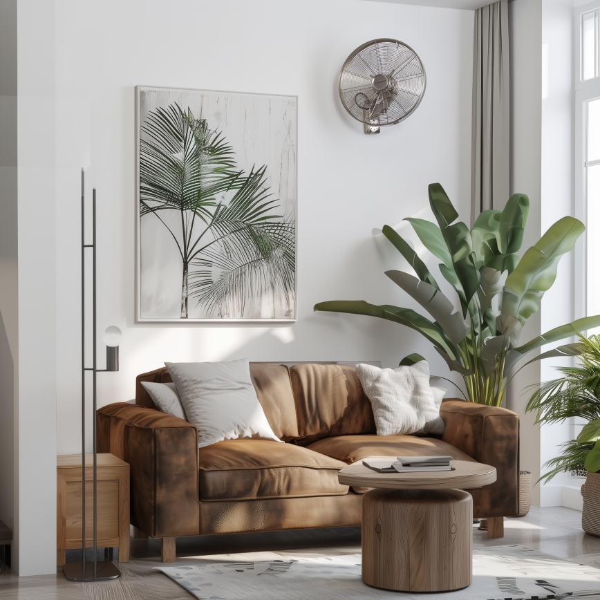 ZEVENTI - Ventilateur mural FREEZE 50W/230V Ø 45 cm chrome mat + télécommande