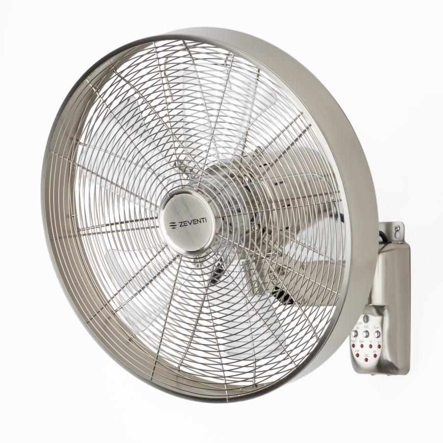 ZEVENTI - Ventilateur mural FREEZE 50W/230V Ø 45 cm chrome mat + télécommande