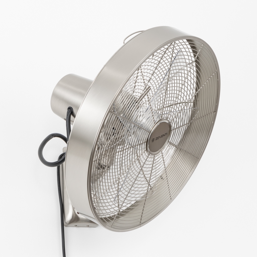 ZEVENTI - Ventilateur mural FREEZE 50W/230V Ø 45 cm chrome mat + télécommande