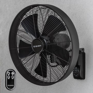 ZEVENTI - Ventilateur mural FREEZE 50W/230V Ø 45 cm noir + télécommande