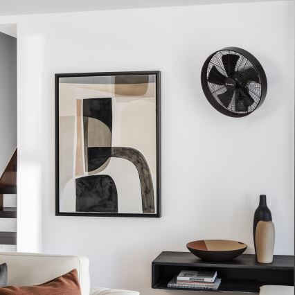 ZEVENTI - Ventilateur mural FREEZE 50W/230V Ø 45 cm noir + télécommande