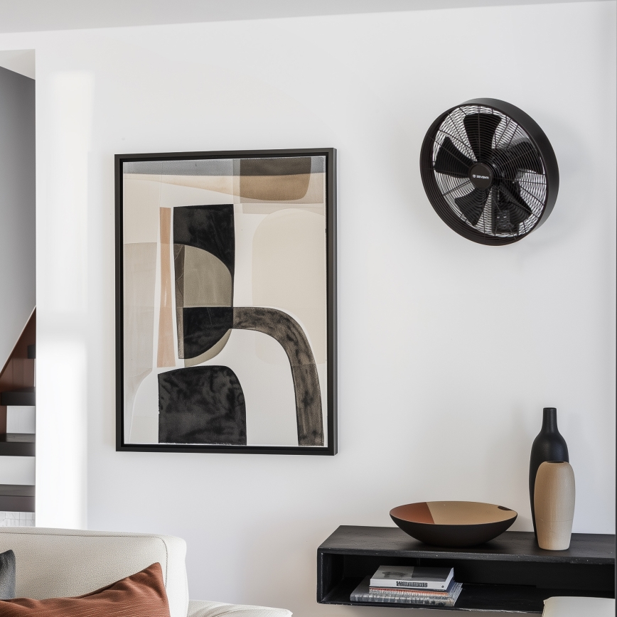 ZEVENTI - Ventilateur mural FREEZE 50W/230V Ø 45 cm noir + télécommande