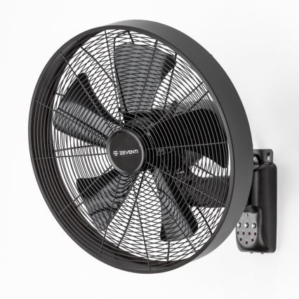 ZEVENTI - Ventilateur mural FREEZE 50W/230V Ø 45 cm noir + télécommande