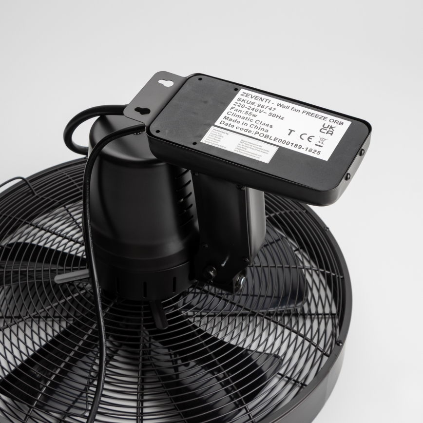 ZEVENTI - Ventilateur mural FREEZE 50W/230V Ø 45 cm noir + télécommande
