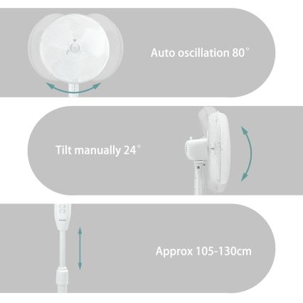 ZEVENTI - Ventilateur sur pied FLOW 40W/230V blanc
