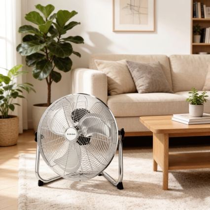 ZEVENTI - Ventilateur sur pied FLOW 60W/230V 44,5 cm chromé brillant