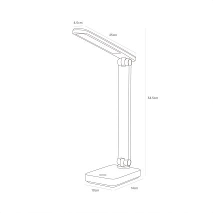 Zuma Line - Lampe de table rechargeable LED/8W/1200 mAh 3000/4500/6000K CRI 90 noir