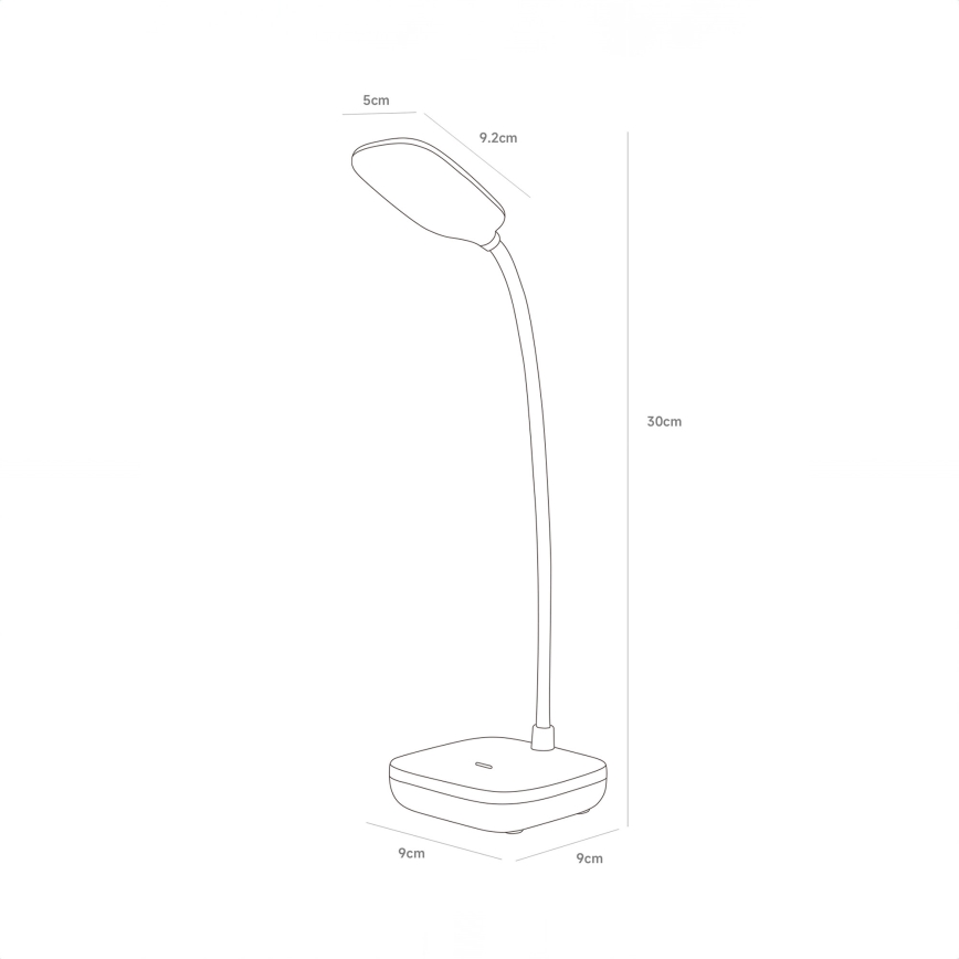 Zuma Line - Lampe de table rechargeable LED/7W/1200 mAh 3000/4500/6000K CRI 90 blanc
