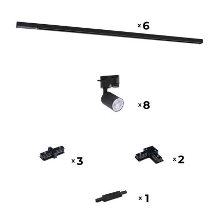 Zuma Line - Spot pour système de rail 8xGU10/10W/230V noir + Accessoires rail