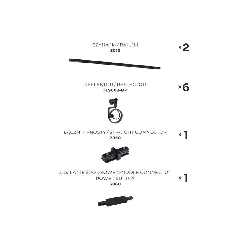 Zuma Line - Spot sur rail 6xGU10/10W/230V noir