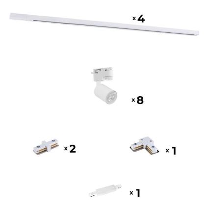 Zuma Line - Spot pour système de rail 8xGU10/10W/230V blanc + Accessoires pour rail