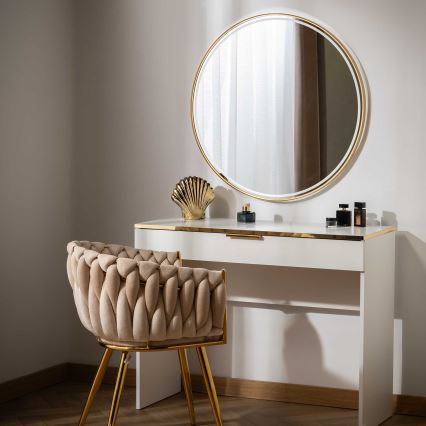 Zuma Line - Miroir mural LED pour salle de bains, rétroéclairage LED intégré, 36W/230V, 3000/4000/6000K, Ø 80 cm, IP44, finition dorée