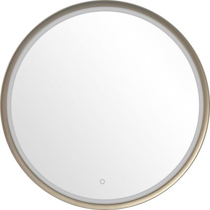 Zuma Line - Miroir mural de salle de bains rétroéclairé LED, 36 W, 230 V, 3000/4000/6000 K, Ø 80 cm, IP44, finition laiton