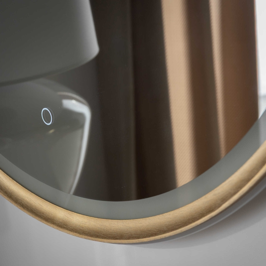 Zuma Line - Miroir mural de salle de bains rétroéclairé LED, 36 W, 230 V, 3000/4000/6000 K, Ø 80 cm, IP44, finition laiton