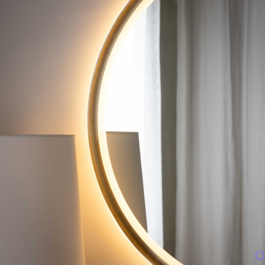 Zuma Line - Miroir mural de salle de bains rétroéclairé LED, 36 W, 230 V, 3000/4000/6000 K, Ø 80 cm, IP44, finition laiton