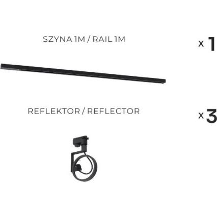 Zuma Line - Spot sur rail 3x GU10/15W/230V noir