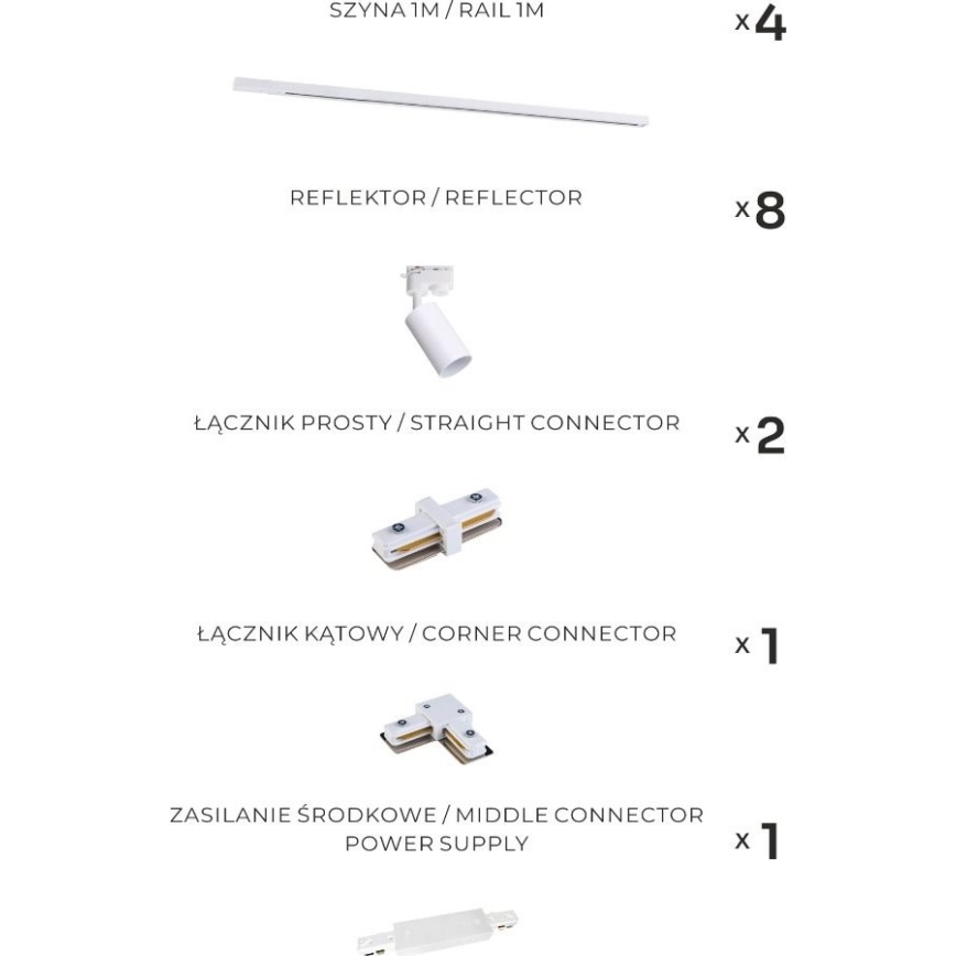 Zuma Line - Luminaire à spots sur rail 8xGU10/35W/230V blanc