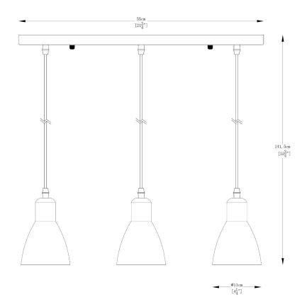 Zuma Line - Suspension filaire 3xE27/40W/230V anthracite