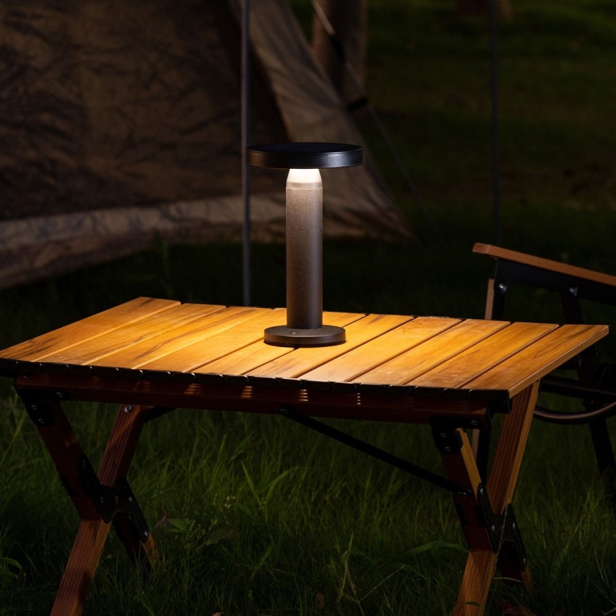 Zuma Line - Lampe de table solaire à intensité variable et rechargeable LED/2W/2000 mAh IP44 noir