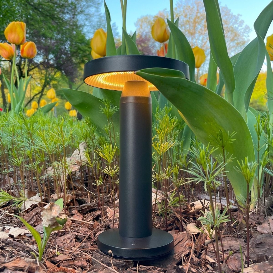 Zuma Line - Lampe de table solaire à intensité variable et rechargeable LED/2W/2000 mAh IP44 noir