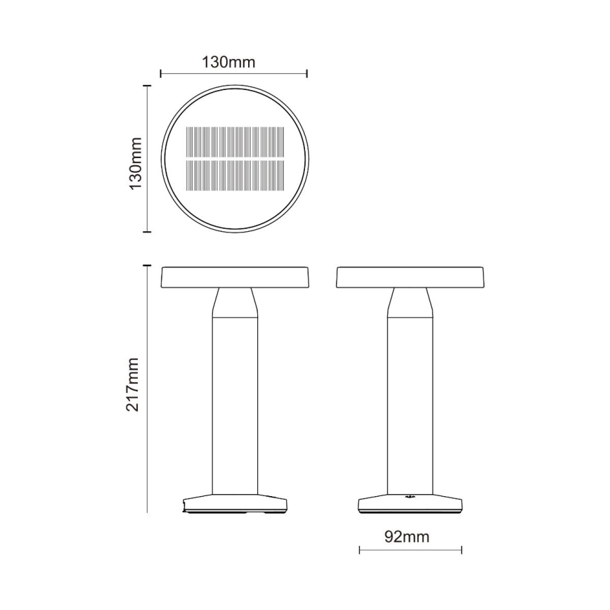 Zuma Line - Lampe de table solaire à intensité variable et rechargeable LED/2W/2000 mAh IP44 noir