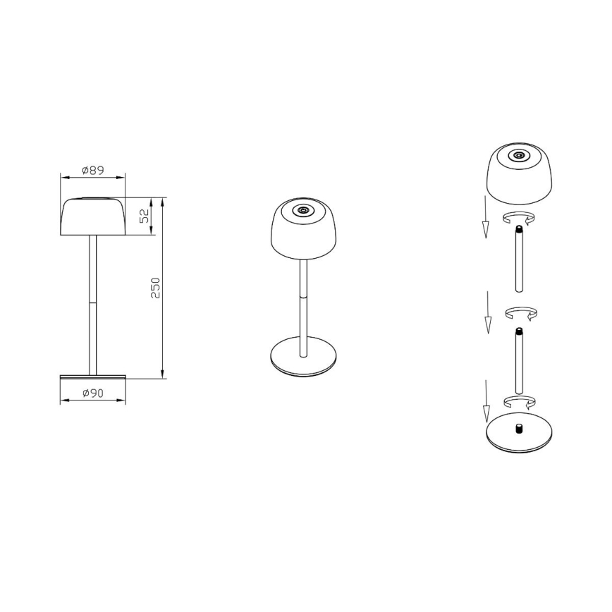 Zuma Line - Lampe de table à intensité variable rechargeable LED/2W/1200 mAh IP44 vert