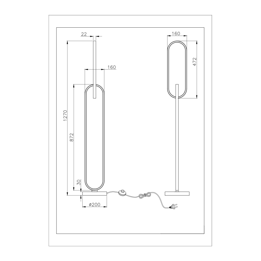 Zuma Line - lampadaire LED 2xLED/36W/230V noir/doré