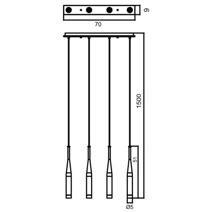 Zuma Line - Suspension filaire 4xG9/40W/230V