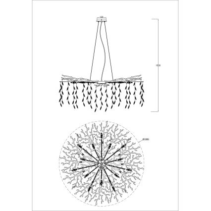 Zuma Line - Suspension sur câbles 14xG9/3,5W/230V Ø 100 cm dorée