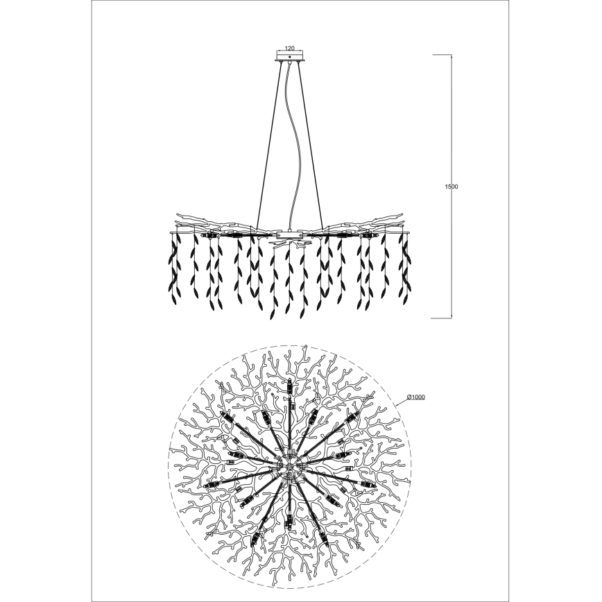 Zuma Line - Suspension sur câbles 14xG9/3,5W/230V Ø 100 cm dorée