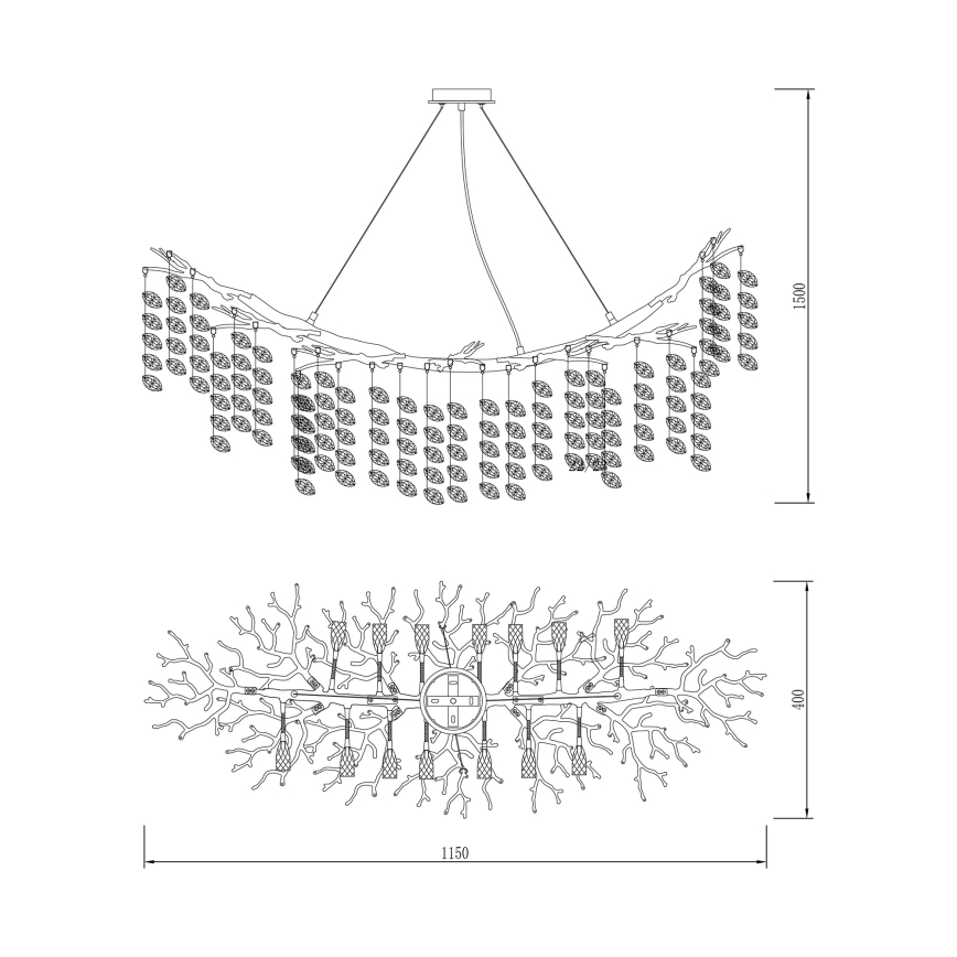 Zuma Line - Suspension sur câble 14xG9/3,5W/230V 115x40 cm dorée