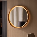 Zuma Line - Miroir mural chauffant pour salle de bains, rétroéclairé LED, 36W/230V, 3000/4000/6000K, Ø 80 cm, IP44, finition chêne
