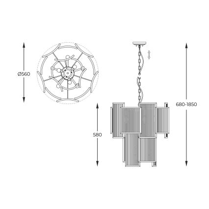 Zuma Line - Suspension chaîne 8xE14/60W/230V doré