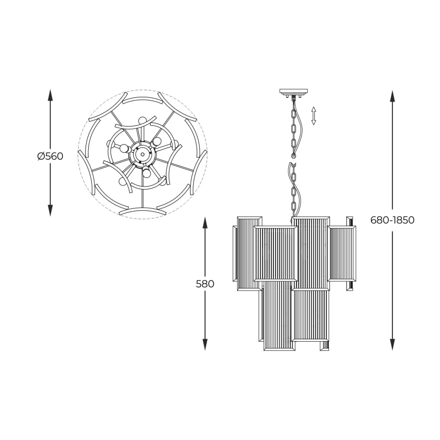 Zuma Line - Suspension chaîne 8xE14/60W/230V doré