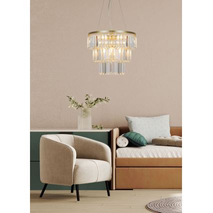 Zuma Line - Suspension filaire en cristal 4xE14/40W/230V doré