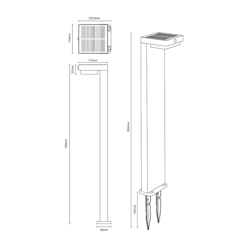Zuma Line - Lampe solaire avec détecteur de mouvement et de crépuscule LED/4,5W/2000 mAh IP44 noir