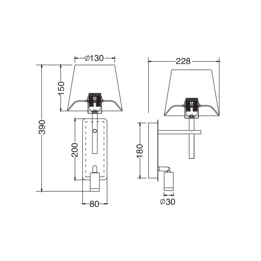 Zuma Line - Applique murale LED 1xE27/40W/230V + LED/2,5W noir/blanc